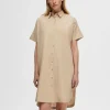 SELECTED BOMULLSSYDD SKJORTKLÄNNING Beige Best