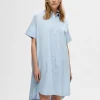 SELECTED BOMULLSSYDD SKJORTKLÄNNING Blue Cheap