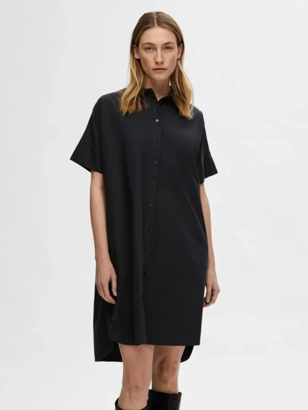 SELECTED BOMULLSSYDD SKJORTKLÄNNING Black Shop