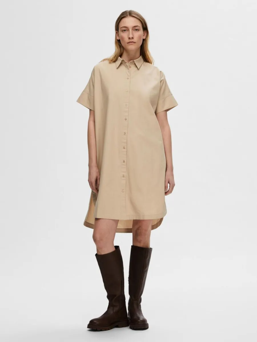 bomullssydd_skjortklnning_1-1.webp SELECTED BOMULLSSYDD SKJORTKLÄNNING Beige Best