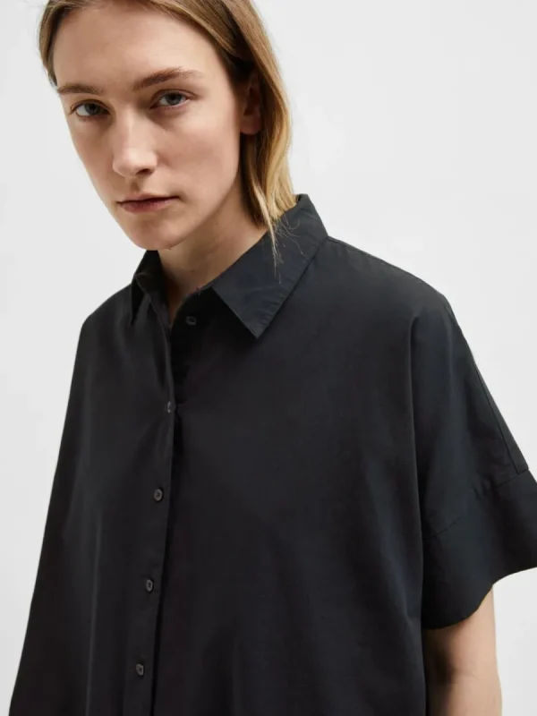 SELECTED BOMULLSSYDD SKJORTKLÄNNING Black Shop