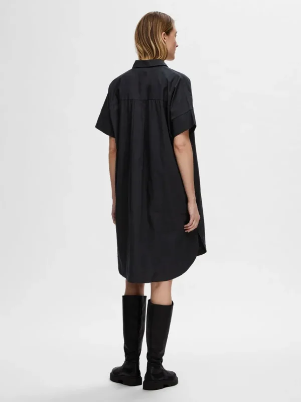 SELECTED BOMULLSSYDD SKJORTKLÄNNING Black Shop