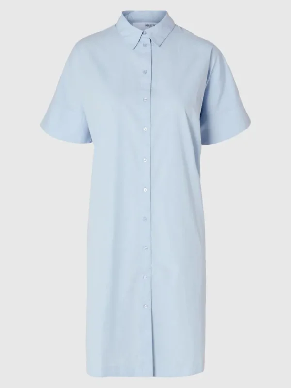 SELECTED BOMULLSSYDD SKJORTKLÄNNING Blue Cheap