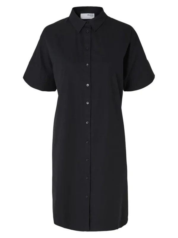 SELECTED BOMULLSSYDD SKJORTKLÄNNING Black Shop