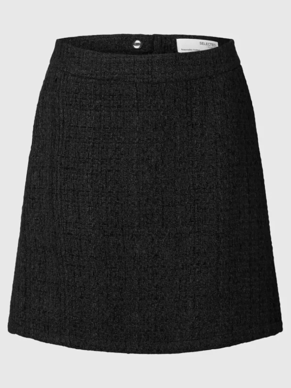 SELECTED BOUCLÉ MINIKJOL Black Outlet