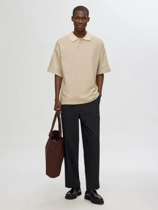 SELECTED BOXY FIT PIKÉTRÖJA Beige Flash Sale