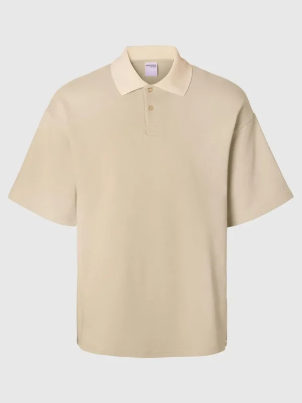 SELECTED BOXY FIT PIKÉTRÖJA Beige Flash Sale
