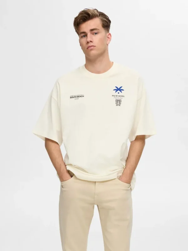SELECTED BOXY FIT T-SHIRT White Cheap