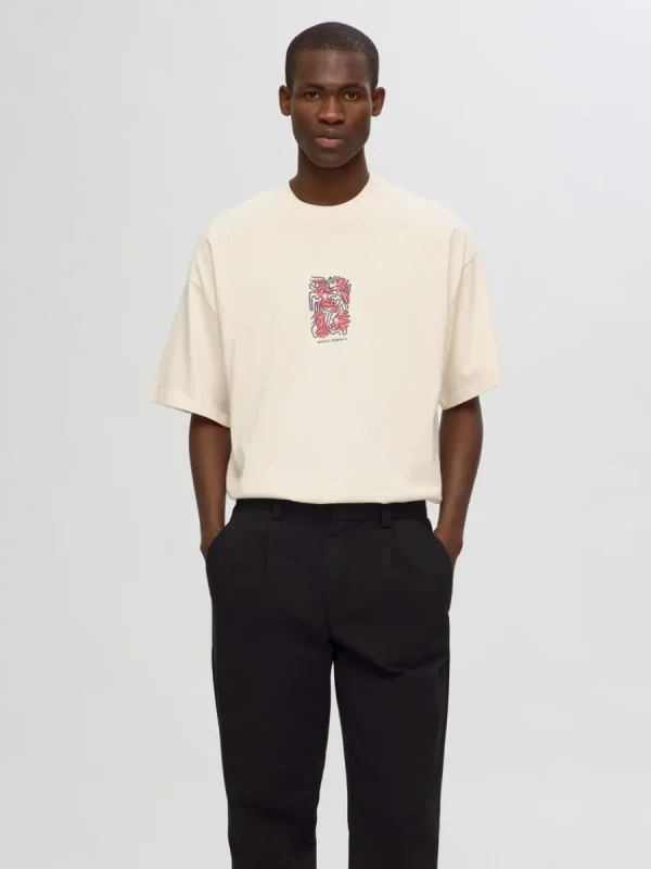 SELECTED BOXY FIT T-SHIRT Beige Fashion
