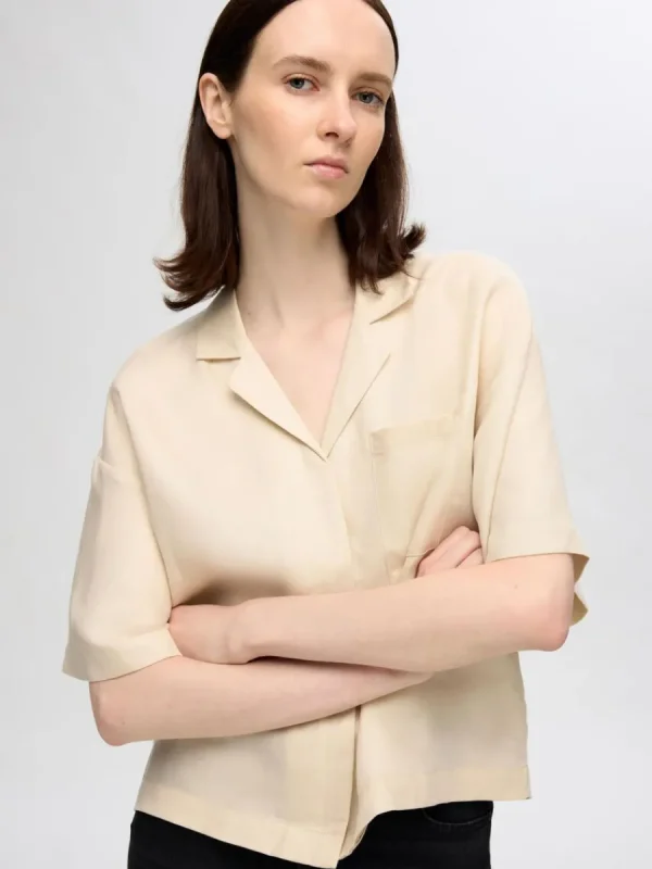 SELECTED BOXY KORTÄRMAD SKJORTA Beige Sale