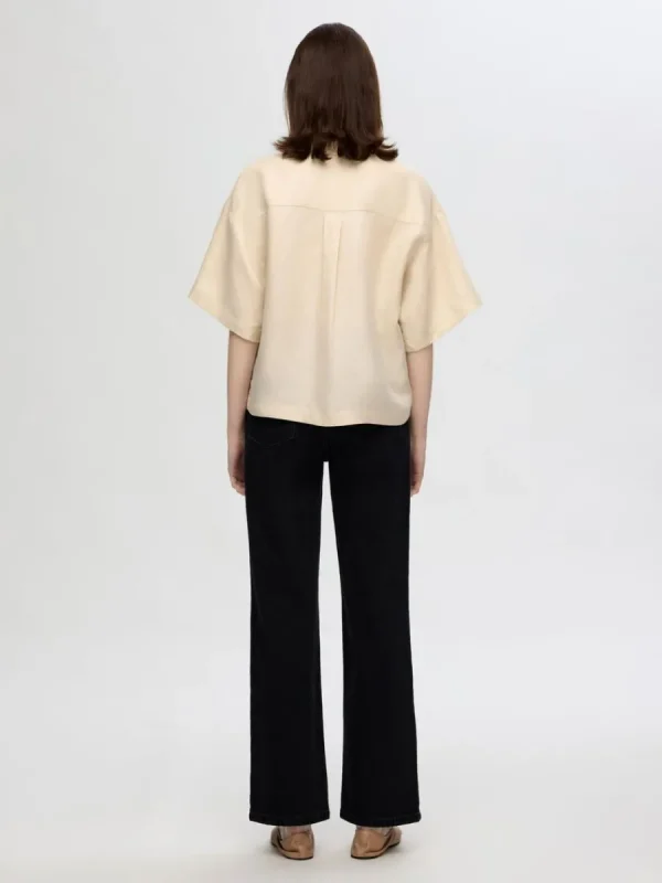 SELECTED BOXY KORTÄRMAD SKJORTA Beige Sale