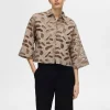 SELECTED BRODERIE ANGLAISE CROPPAD SKJORTA Beige Cheap