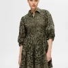 SELECTED BRODERIE ANGLAISE KORT KLÄNNING Green Online