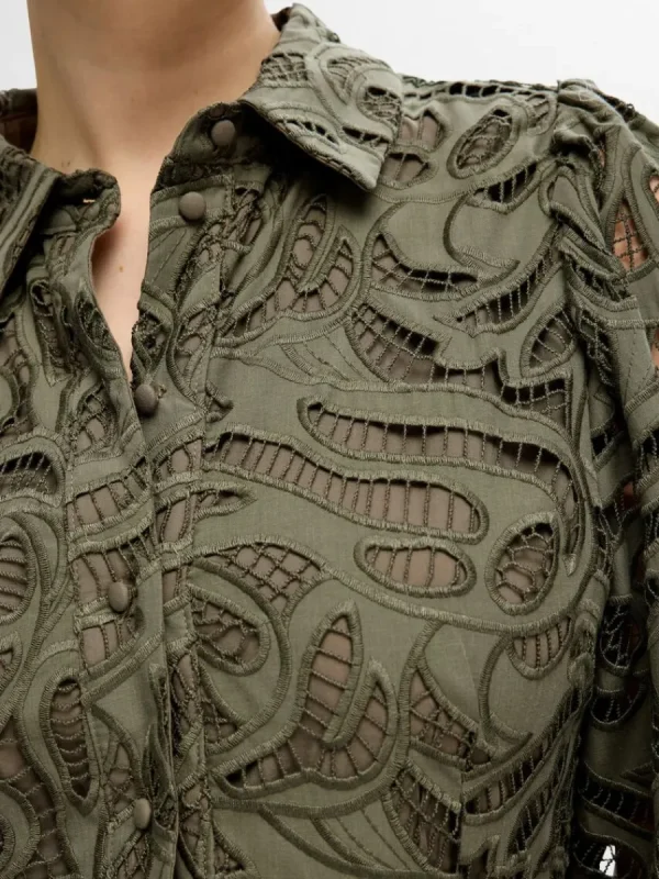 SELECTED BRODERIE ANGLAISE KORT KLÄNNING Green Online