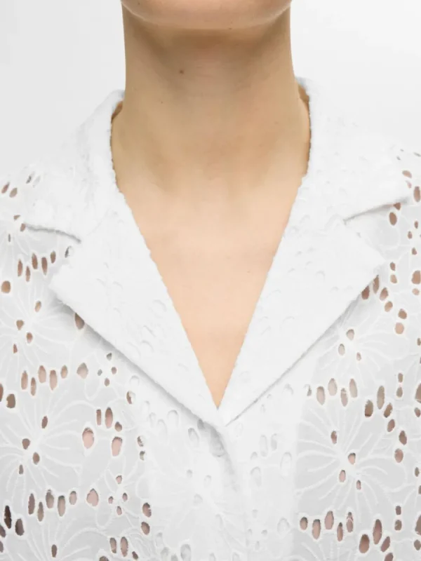 SELECTED BRODERIE ANGLAISE KORTÄRMAD SKJORTA White Cheap