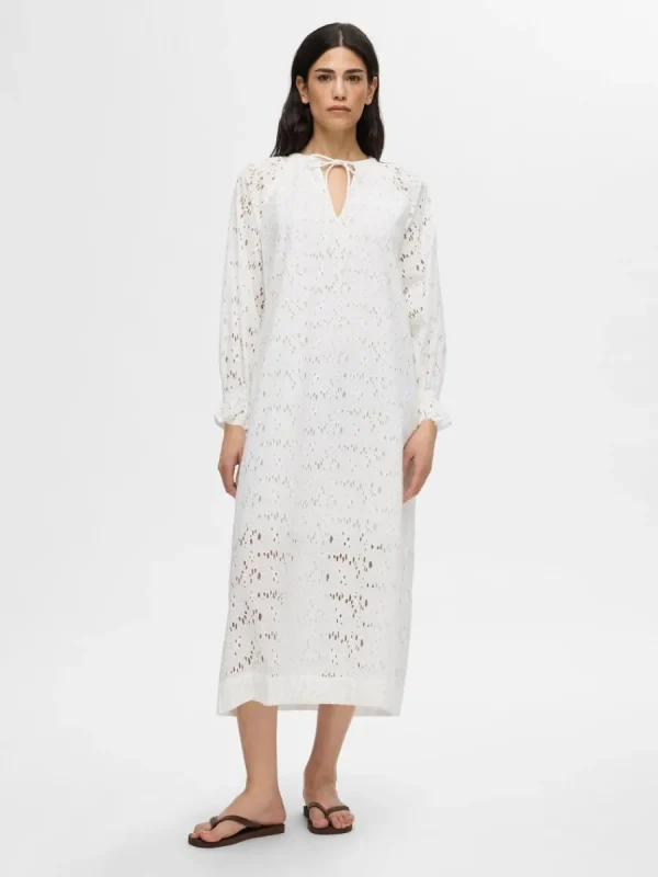 SELECTED BRODERIE ANGLAISE MAXIKLÄNNING White Best
