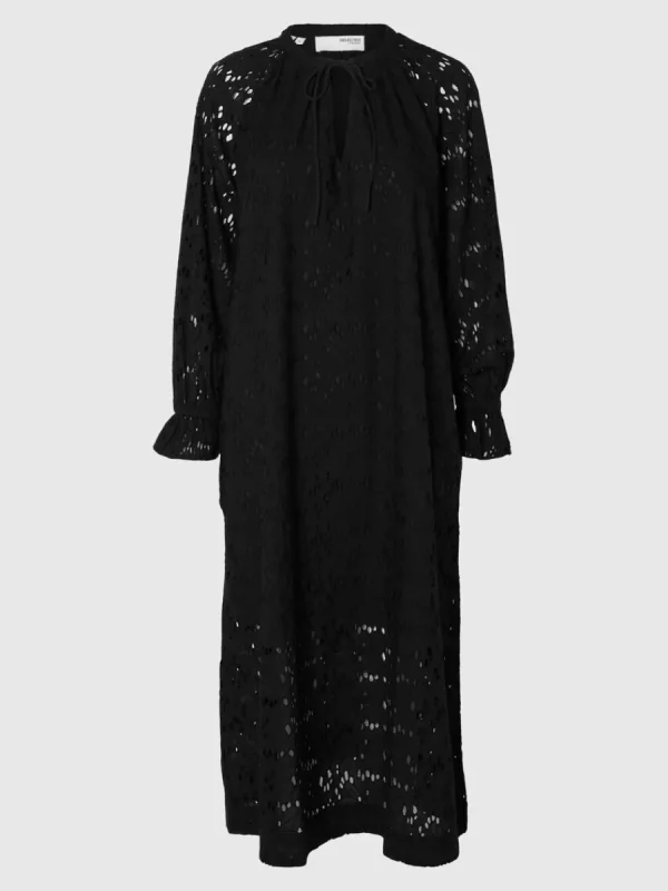 SELECTED BRODERIE ANGLAISE MAXIKLÄNNING Black Store