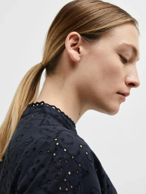 SELECTED BRODERIE ANGLAISE SKJORTA Blue Discount