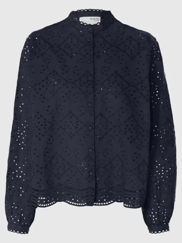 SELECTED BRODERIE ANGLAISE SKJORTA Blue Discount