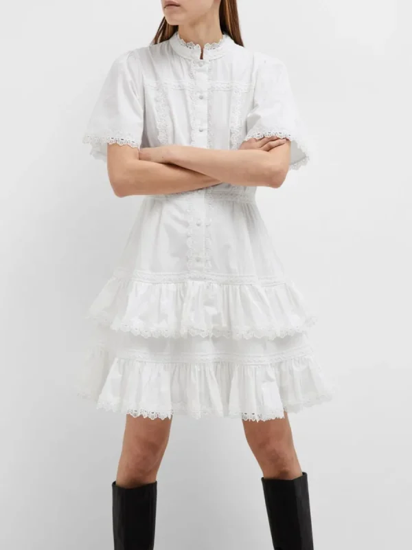 SELECTED BRODYRPRYDD KORT KLÄNNING White Cheap