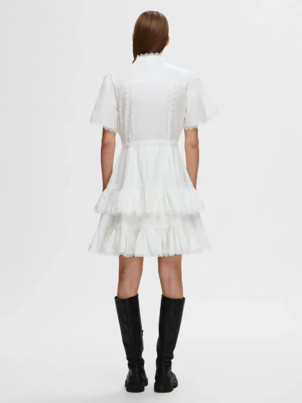 SELECTED BRODYRPRYDD KORT KLÄNNING White Cheap