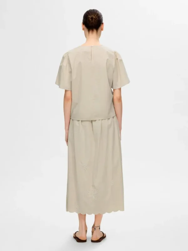 SELECTED BRODYRPRYDD KORTÄRMAD TOPP Beige Discount