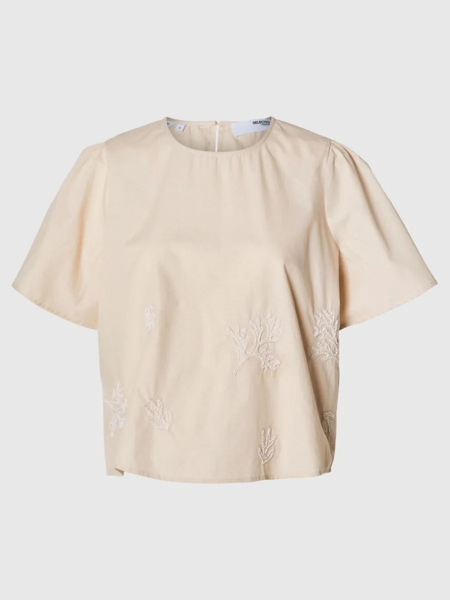 brodyrprydd_kortrmad_topp_5.webp SELECTED BRODYRPRYDD KORTÄRMAD TOPP Beige Discount