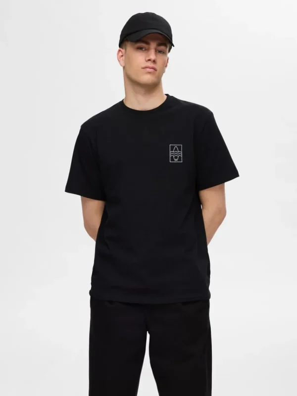 SELECTED BRODYRPRYDD T-SHIRT Black Flash Sale