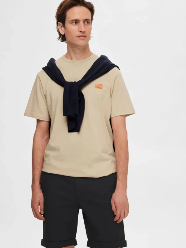 SELECTED BRODYRPRYDD T-SHIRT Beige Fashion