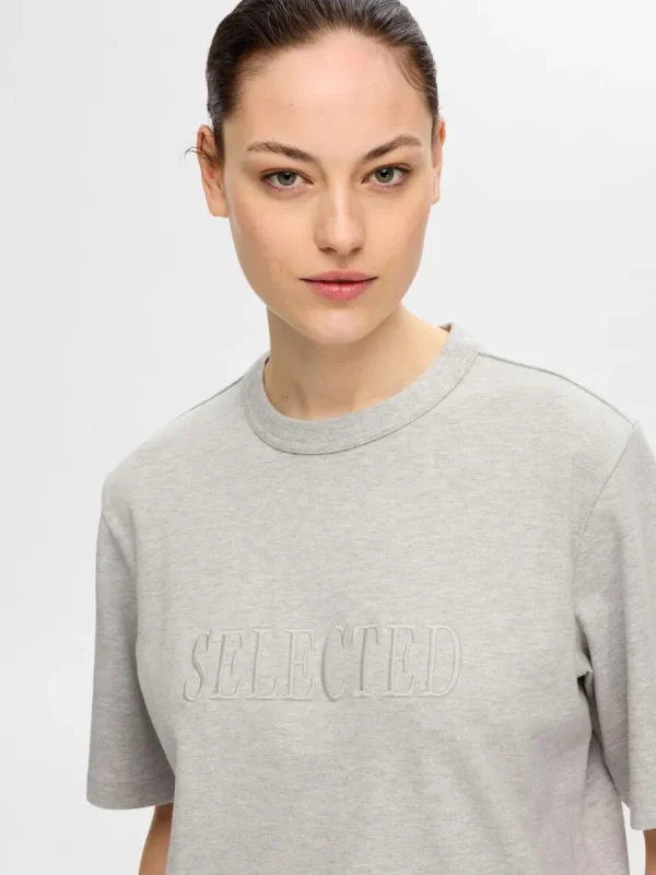SELECTED BRODYRPRYDD T-SHIRT Grey Fashion