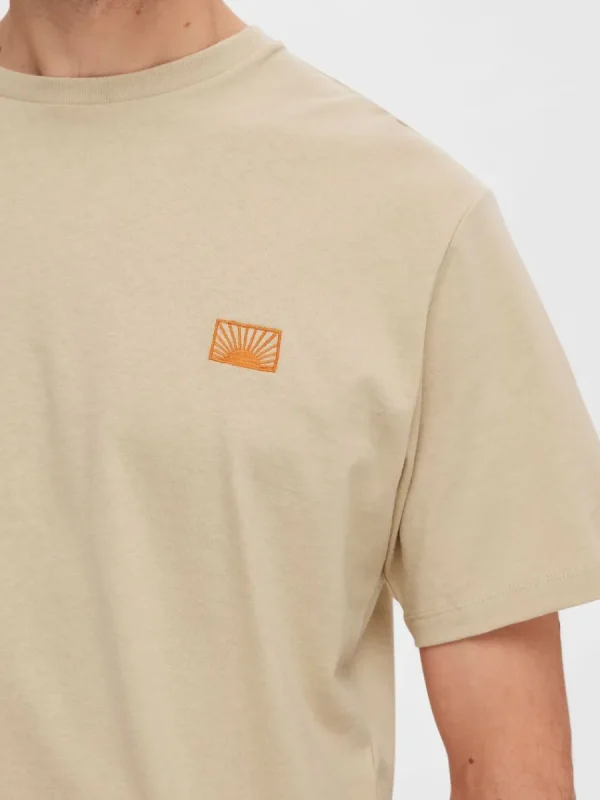 SELECTED BRODYRPRYDD T-SHIRT Beige Fashion