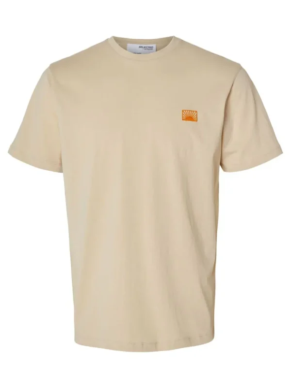 SELECTED BRODYRPRYDD T-SHIRT Beige Fashion
