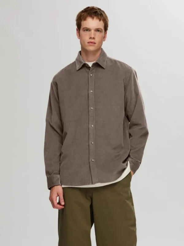 SELECTED CORDUROY SKJORTA Brown Hot