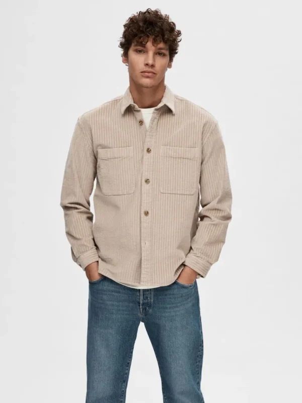 SELECTED CORDUROY ÖVERSKJORTA Beige Shop