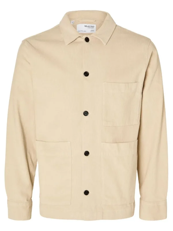 SELECTED CORDUROY ÖVERSKJORTA Beige New