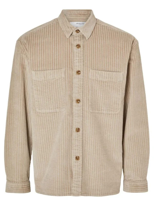 SELECTED CORDUROY ÖVERSKJORTA Beige Shop