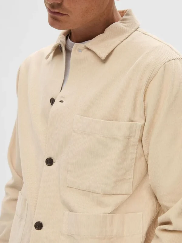 SELECTED CORDUROY ÖVERSKJORTA Beige New
