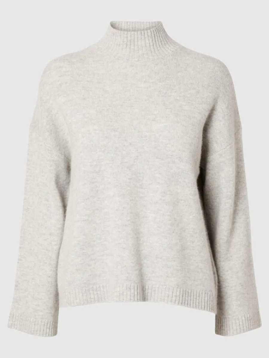 cuello_enrollado_stickad__5.webp SELECTED CUELLO ENROLLADO STICKAD TRÖJA Grey Fashion