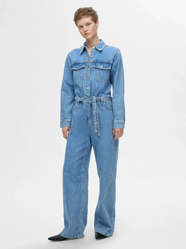SELECTED DENIM JUMPSUIT Blue Discount