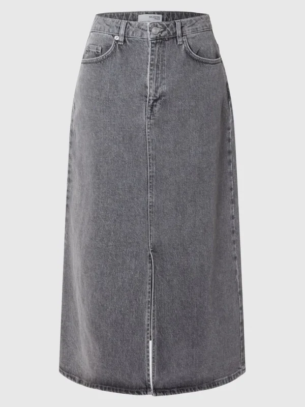 SELECTED DENIM MIDIKJOL Grey Cheap