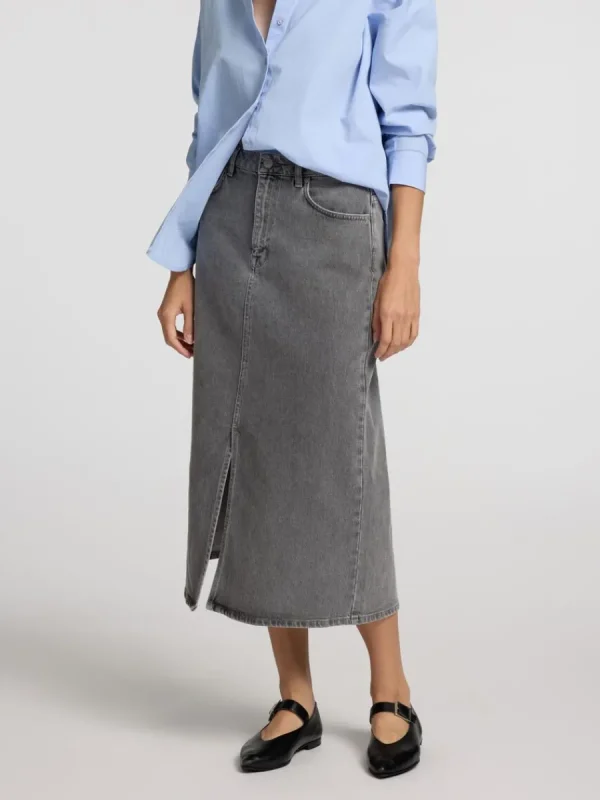 SELECTED DENIM MIDIKJOL Grey Cheap
