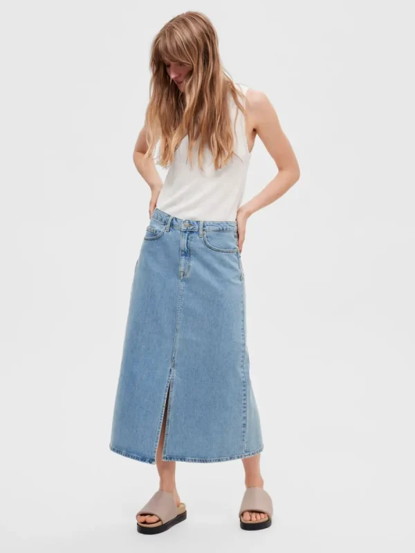SELECTED DENIM MIDIKJOL Blue Best Sale