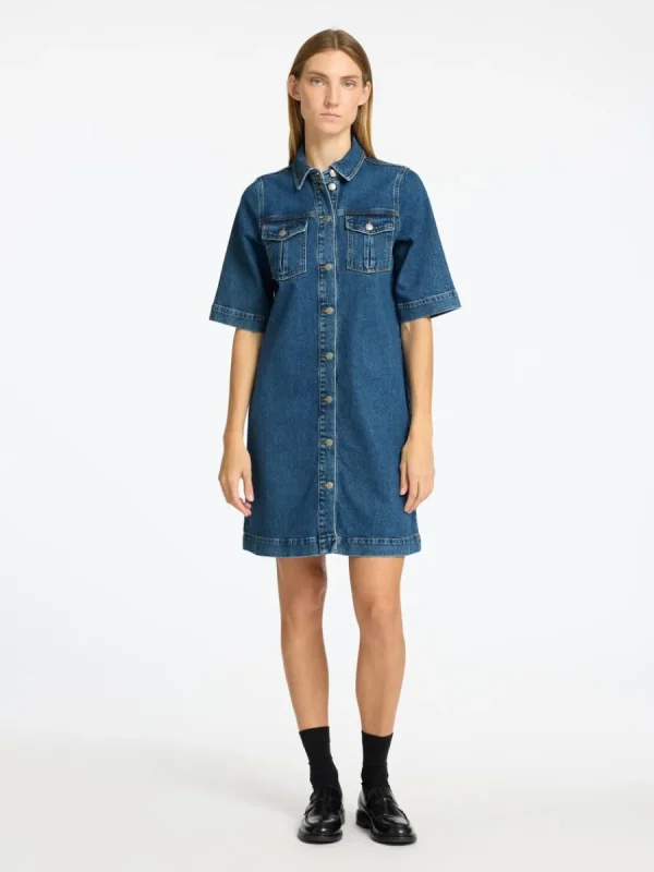 SELECTED DENIM MIDIKLÄNNING Blue Cheap