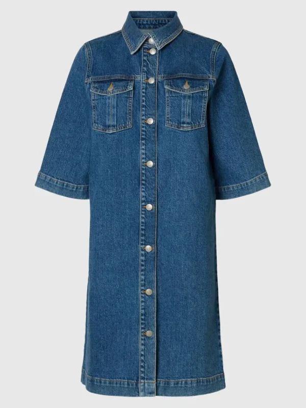 SELECTED DENIM MIDIKLÄNNING Blue Cheap