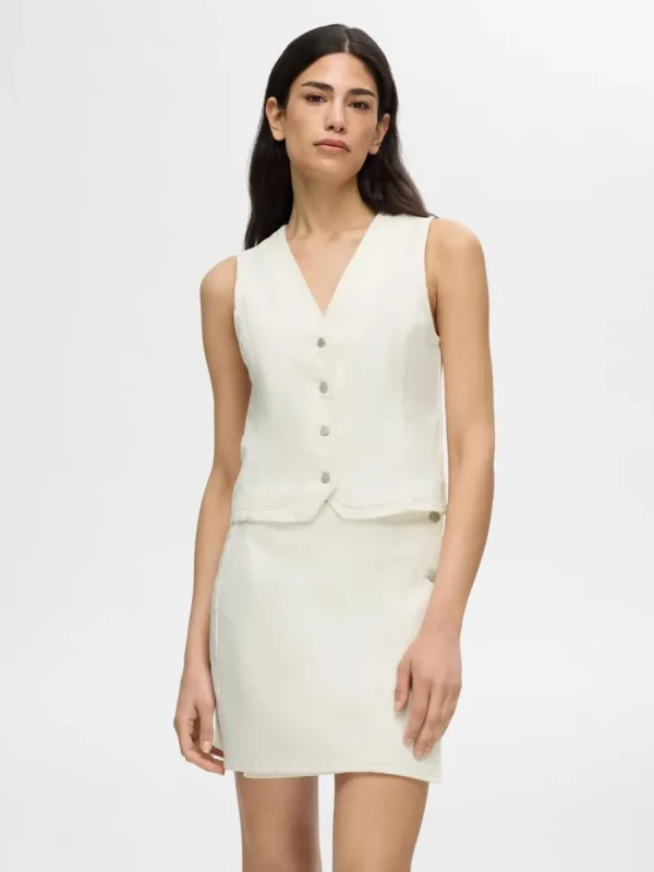 SELECTED DENIM VÄST White Flash Sale