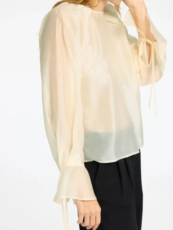 SELECTED DETALJERAD LÅNGÄRMAD BLUS Beige Fashion