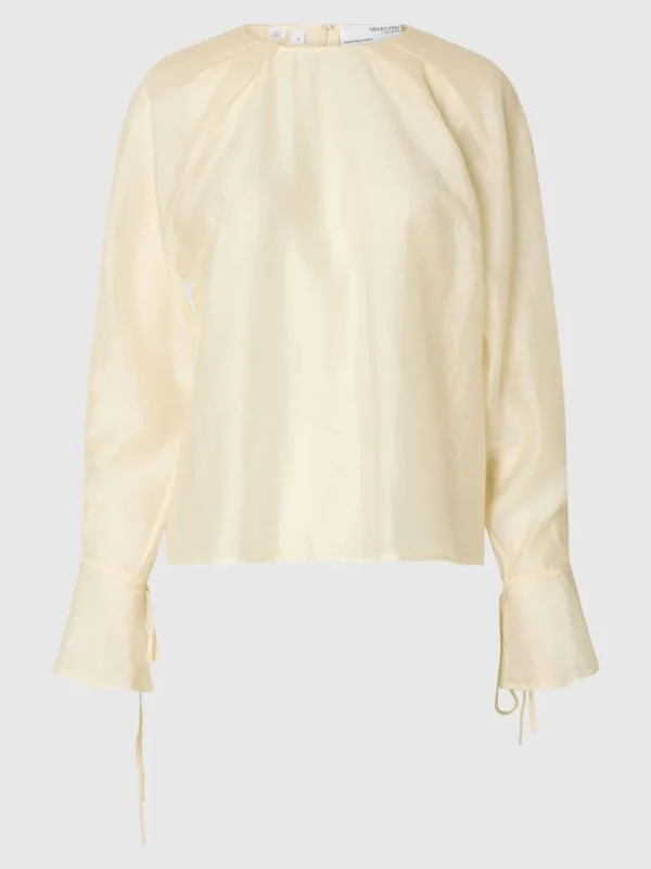 SELECTED DETALJERAD LÅNGÄRMAD BLUS Beige Fashion
