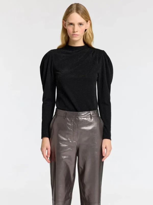 SELECTED DRAPERAD LÅNGÄRMAD TOPP Black Flash Sale