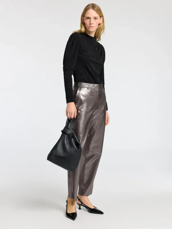 SELECTED DRAPERAD LÅNGÄRMAD TOPP Black Flash Sale