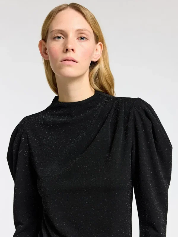 SELECTED DRAPERAD LÅNGÄRMAD TOPP Black Flash Sale